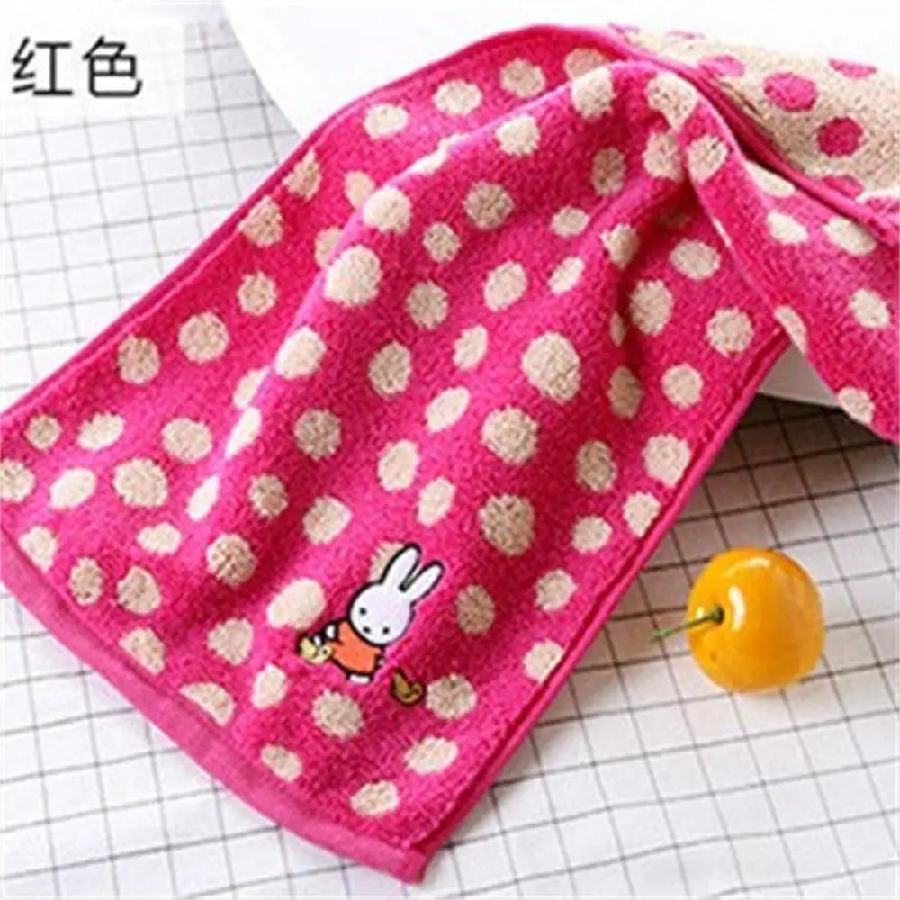 Custom Miffy Embroidered Hand Towel Set β Red, Pink & Blue Polka Dot