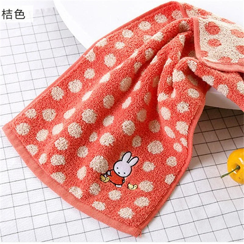 Custom Miffy Embroidered Hand Towel Set β Red, Pink & Blue Polka Dot