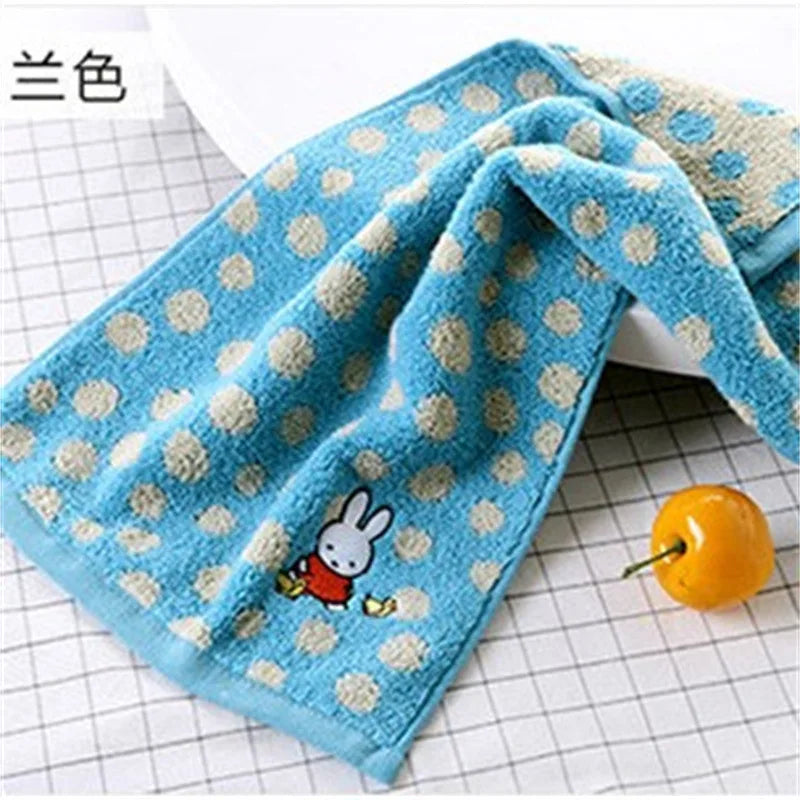 Custom Miffy Embroidered Hand Towel Set β Red, Pink & Blue Polka Dot