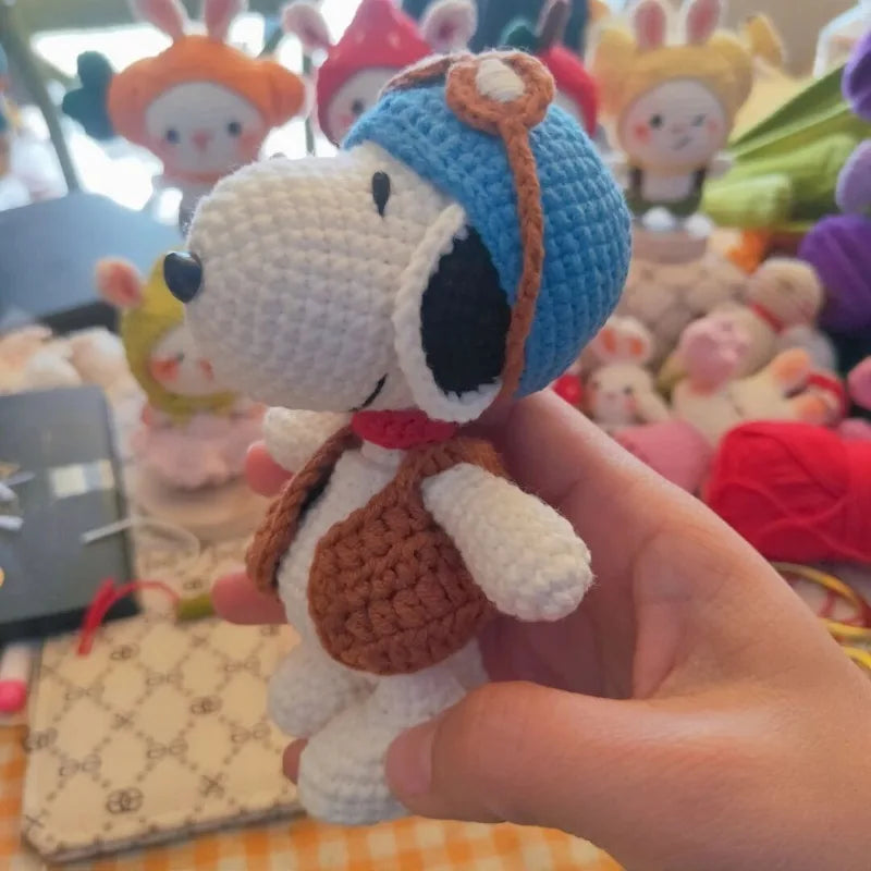 Handmade Knit Snoopy Doll β Aviator Edition