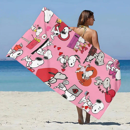 Cartoon Dog Snoopies Beach Towel Microfiber Sand Free Quick Dry Sandproof Pool Towels Gift for Women Travel Gym Shower Camping