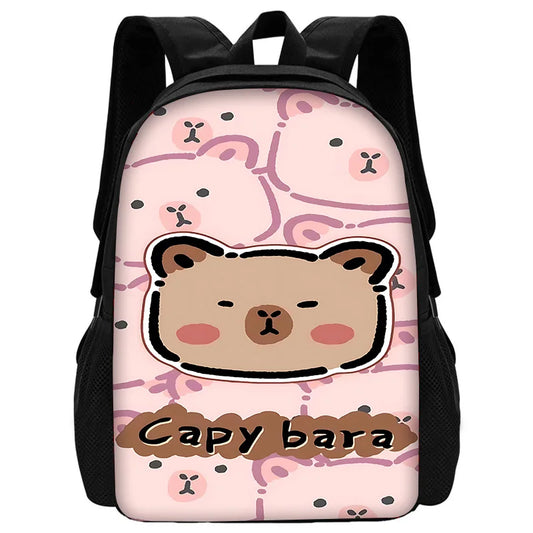 Capybara Backpack, Soft Lunchbox, and Pencil Case Set—available individually or as a matching trio for capybara-core fans of all ages:
