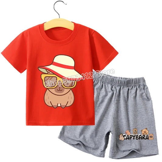 Capybara 2-Piece Kids T-Shirt and Shorts Set