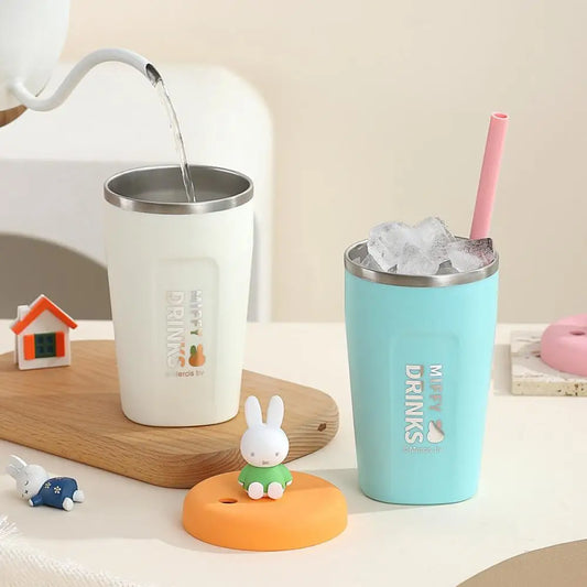 Miffy Drinks by Mercis bv – Stainless Steel Drinking Cup with Lid & Straw